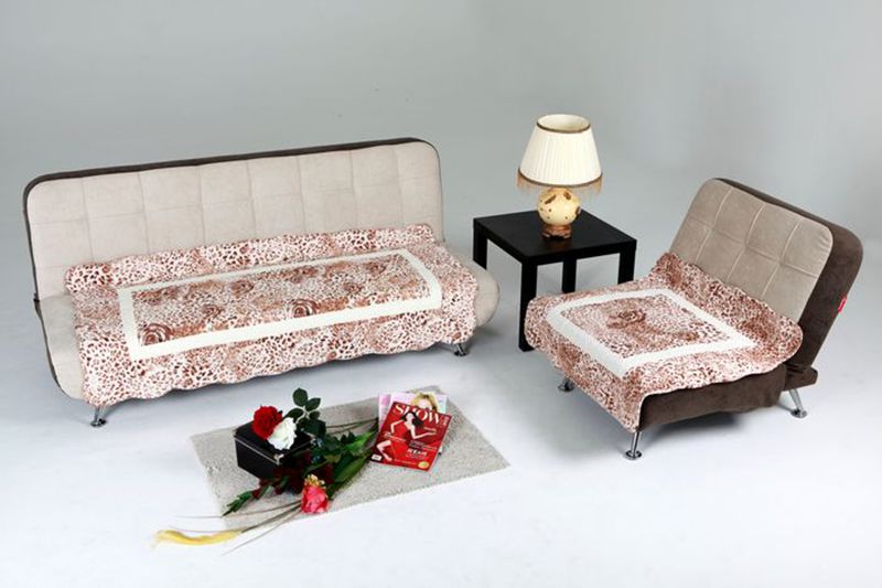 卡梅丽特 豹纹玫瑰全棉绗缝三人沙发垫90*180