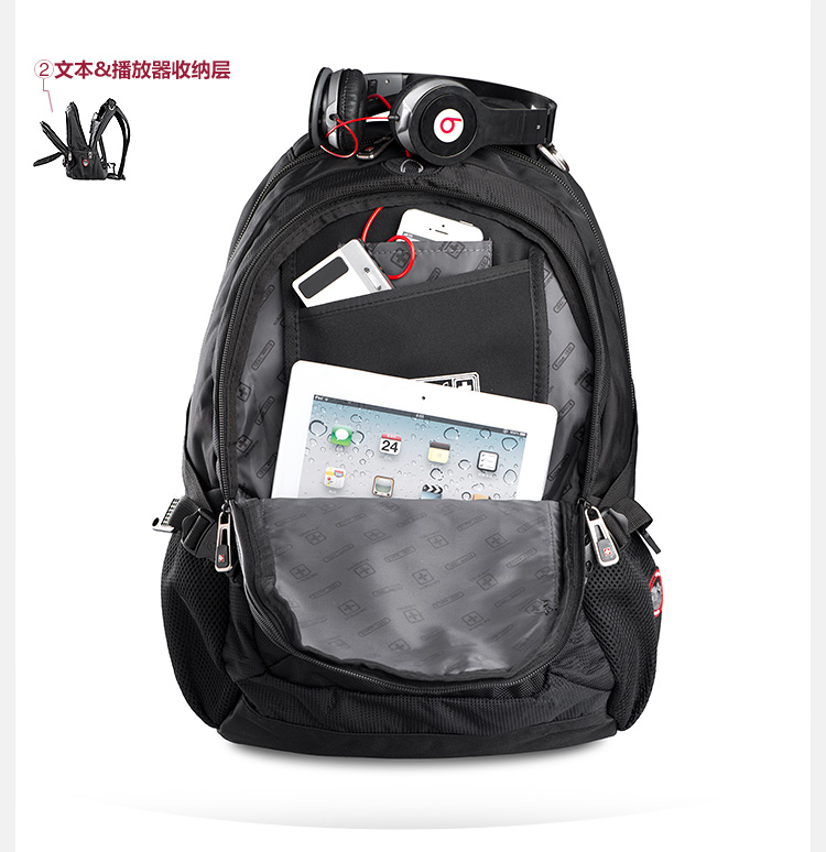 swisswin 瑞士十字 多功能商务休闲双肩电脑背包 15英寸 sw9333图片