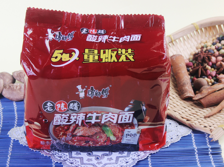 康师傅老陈醋酸辣牛肉面113克*5包/组