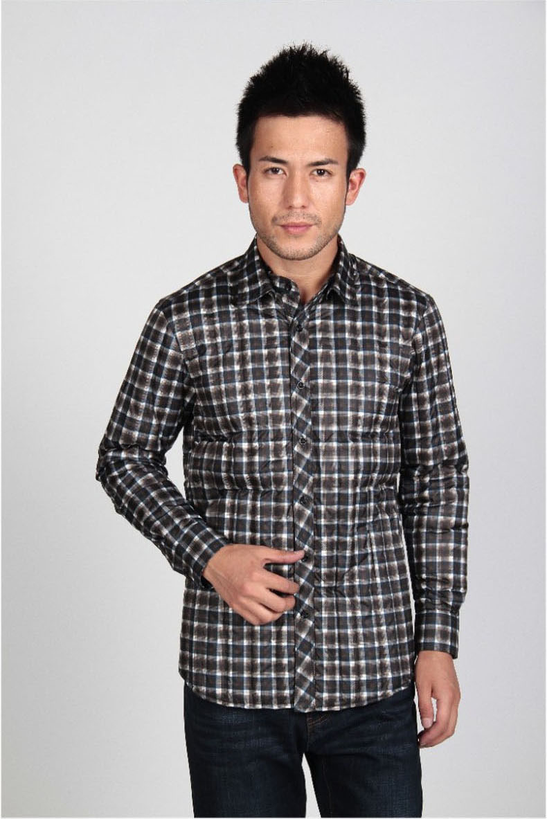 雅鹿 羽绒衬衫中年羽绒衬衣男宽松长袖商务休