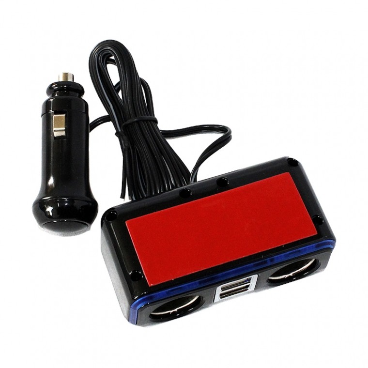 seiwa 车用led带2口usb 2点烟器电源转换器 f253