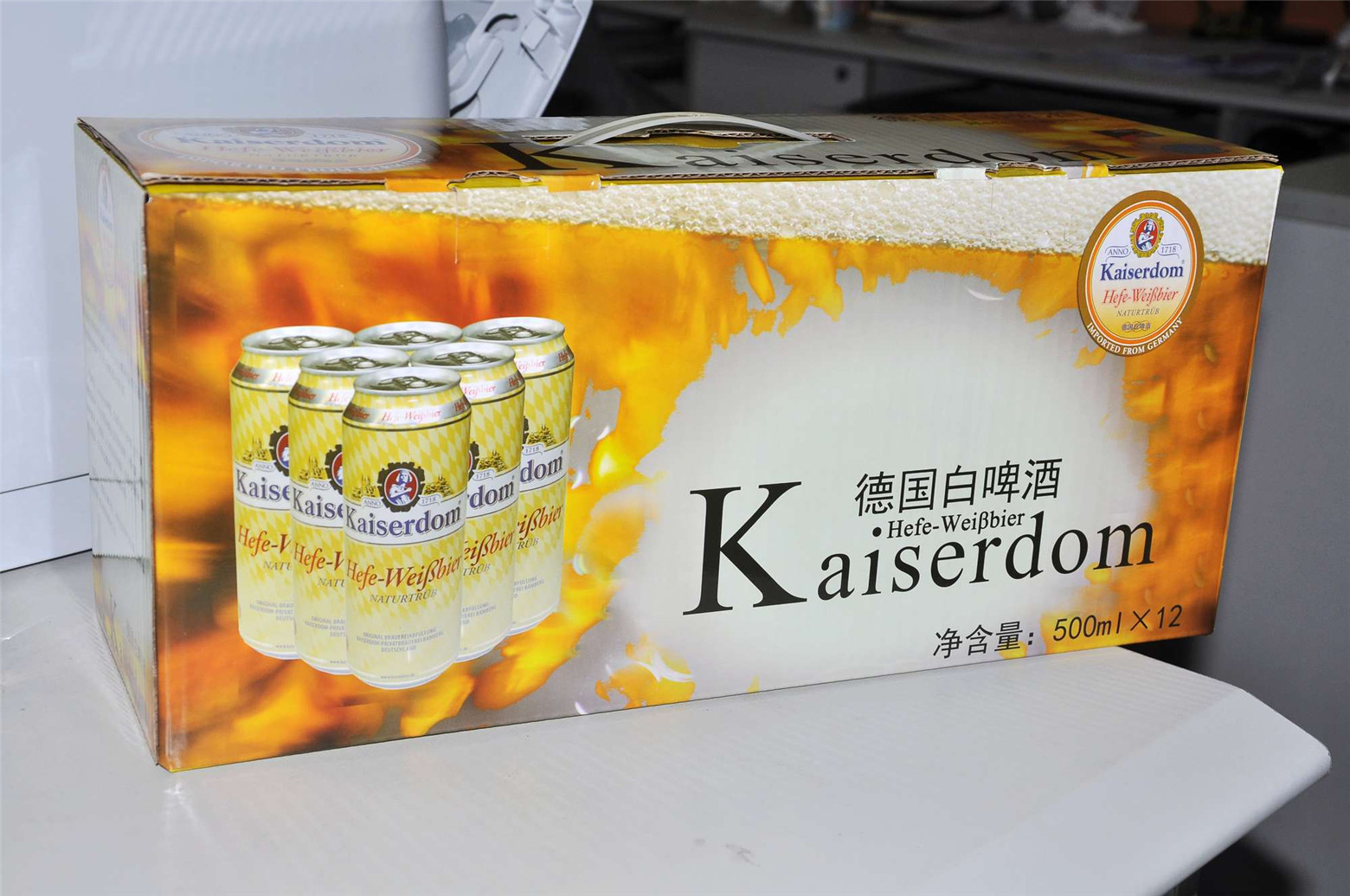 德国进口恺撒kaiserdom白啤酒500ml12罐盒