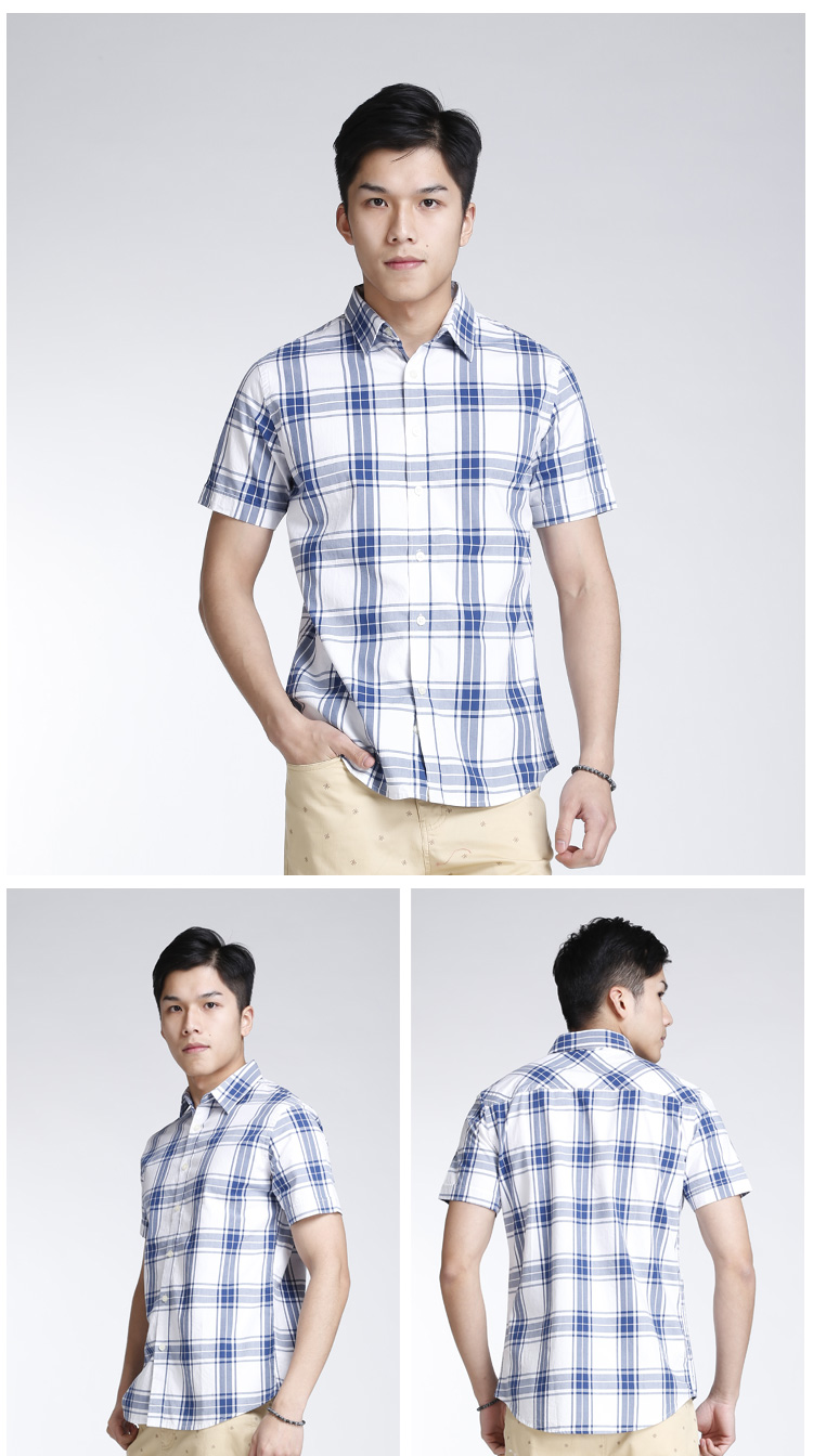 贝兹卡洛bes carol男大格型短袖衬衫635277 色织格红色 s