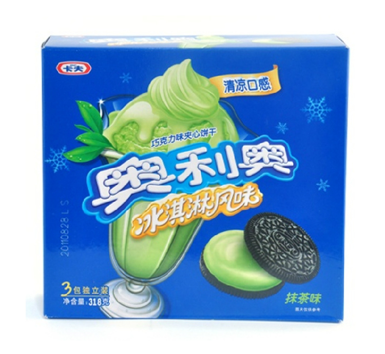 奥利奥 冰淇淋风味巧克力味夹心饼干(抹茶味) 318g/盒